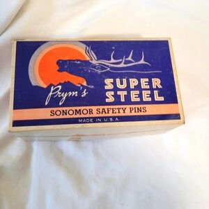 Vintage Prym's Super Steel Sonomor #2 Closed Nickel Plated Safety Pins, Made In